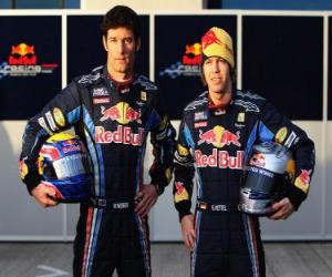 Puzzle Sebastian Vettel et Mark Webber, le pilote de Red Bull Racing Scuderia