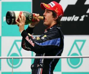 Puzzle Sebastian Vettel fête sa victoire à Sepang, Grand Prix de Malaisie (2010)