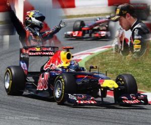 Puzzle Sebastian Vettel fête sa victoire dans le Grand Prix d'Espagne (2011)