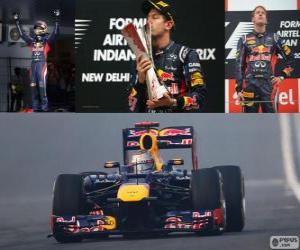 Puzzle Sebastian Vettel fête sa victoire dans le Grand Prix de l'Inde 2012