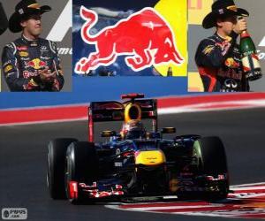 Puzzle Sebastian Vettel - Red Bull - Grand Prix des États-Unis 2012, 2º classés