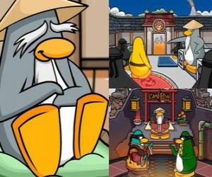 Puzzle Sensei est un être vivant pingouin très sage dans le Dojo et leur apprend à être pingouins ninja