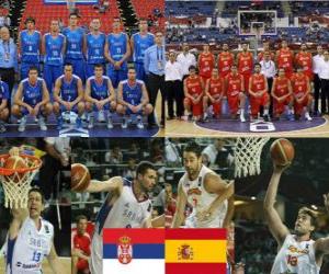 Puzzle Serbie - Espagne, un quart à la fin, la FIBA World Championship 2010 en Turquie