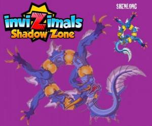 Puzzle Shenlong. Invizimals Shadow Zone. Le puissant esprit de l'empereur qui fait construire la Grande Muraille de Chine