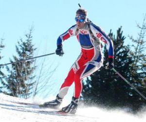 Puzzle Skieur en plein effort dans la pratique du ski de fond ou ski nordique