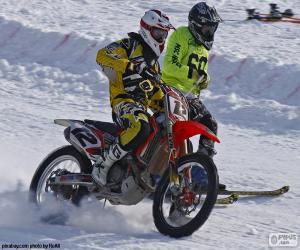 Puzzle Skijoring, ski et moto