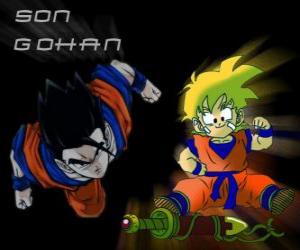Puzzle Son Gohan, fils aîné de Goku, guerrier, moitié Saiyan de l'homme et demi.