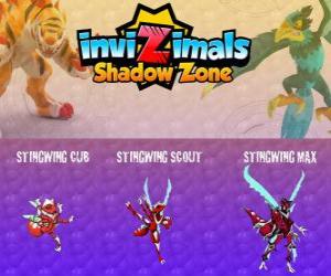 Puzzle Stingwing Cub, Stingwing Scout, Stingwing Max. Invizimals Shadow Zone. Le premier Invizimal capturé pour Kenichi, un insecte attractif et dangereux