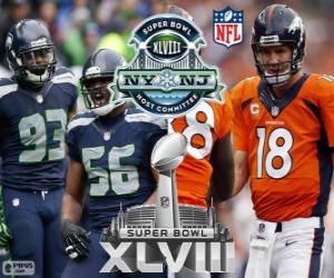 Puzzle Super Bowl 2014. Seattle Seahawks vs Broncos de Denver. MetLife Stadium, New Jersey, 2 février 2014