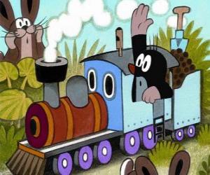 Puzzle Taupek, la petite taupe à une locomotive à vapeur