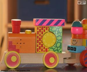 Puzzle Train en bois peint