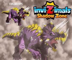 Puzzle Triceratops. Invizimals Shadow Zone. Herbivore Invizimals avec une grande force et la bravoure