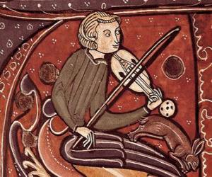Puzzle Troubadour ou ménestrel, chanteur-compositeur-interprète poète ou l'artiste de divertissement du Moyen-Age en Europe