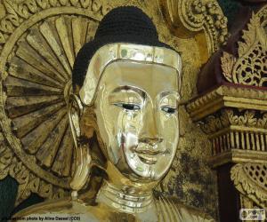 Puzzle Tête de Bouddha dorée