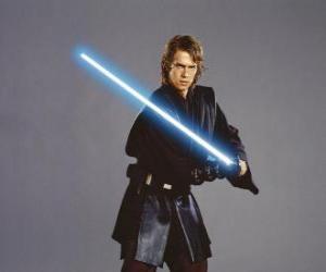 Puzzle Un jeune Anakin Skywalker avec son sabre laser