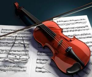 Puzzle Un violon et notes de musique