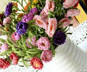 Puzzle Vase avec un grand bouquet de fleurs