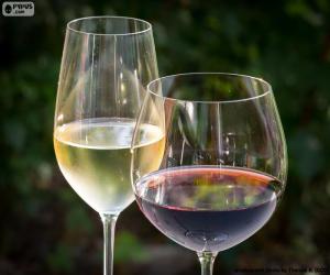 Puzzle Verre de vin blanc et rouge