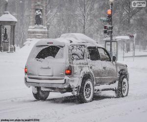 Puzzle Voiture avec de la neige