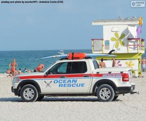 Puzzle Voiture sauvetage de mer, Miami Beach