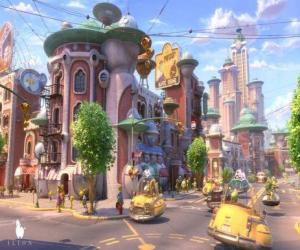 Puzzle Vue d'une rue de Glipforg sur Planet 51