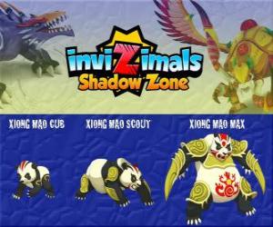 Puzzle Xiong Mao Cub, Xiong Mao Scout, Xiong Mao Max. Invizimals Shadow Zone. Cette créature géante est le premier gardien de la tombe de l'Empereur Dragon