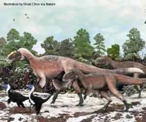 Puzzle Yutyrannus avec près de 9 mètres de longueur est le plus grand dinosaure à plumes connu