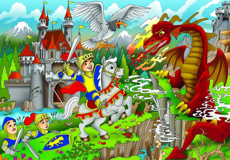 Le chevalier contre le dragon. puzzle